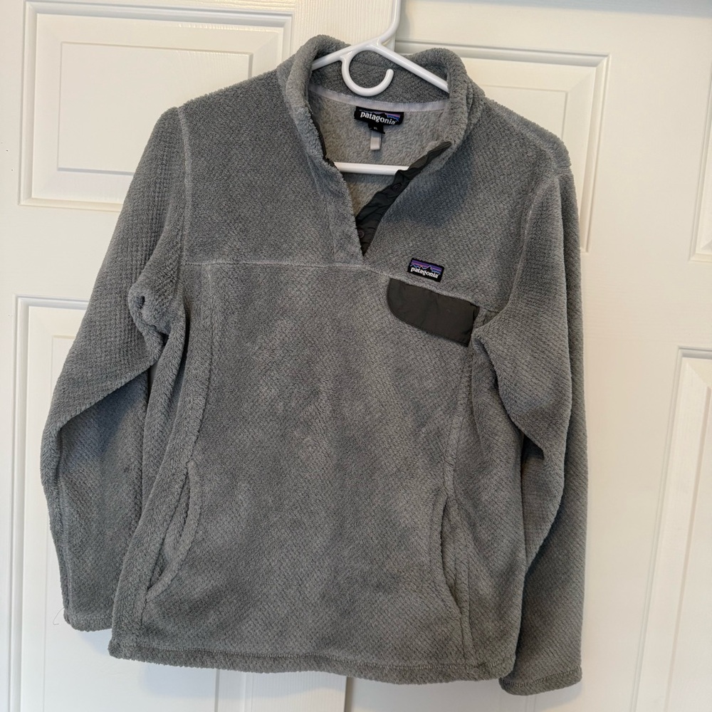 PATAGONIA Girls' Re-Tool Snap-T Pullover Fleece Grey SIZE XL 14